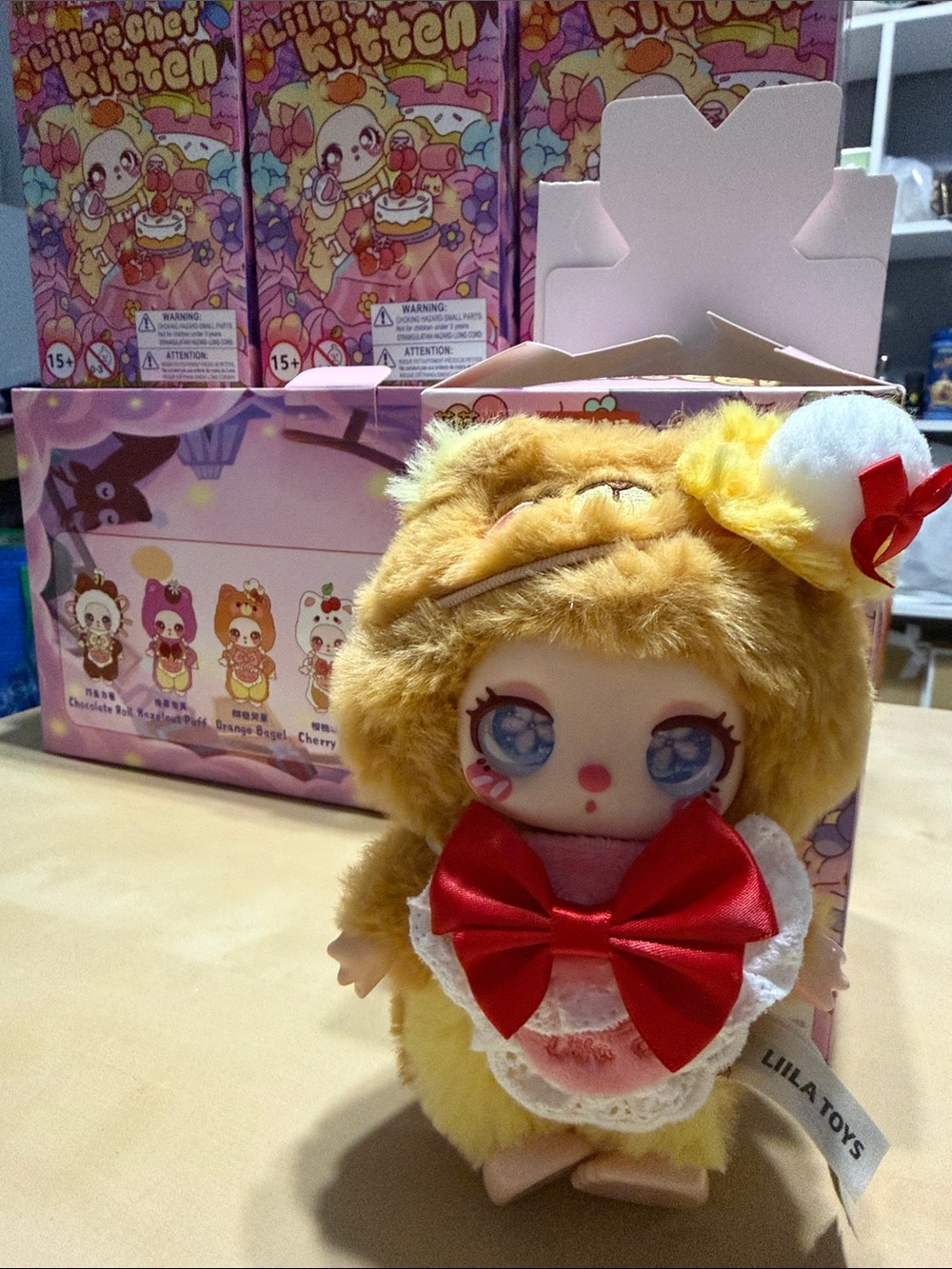 Lila Toys Yellow Plush Doll with Red Bow